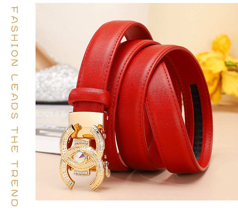 腰带 女士真皮双C经典自动高级感厂家直销装饰裤带皮带女生腰带女详情14