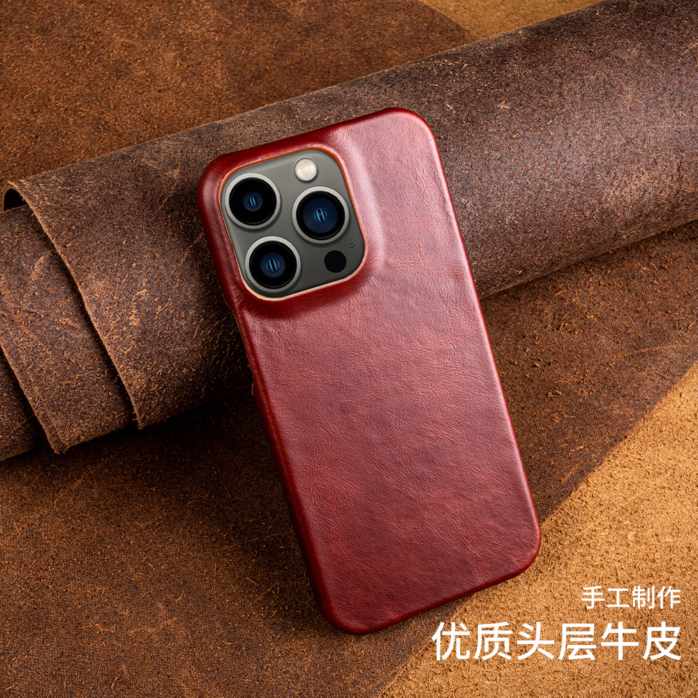 适用苹果13手机壳真皮iPhone 15手机壳12保护套简约16pro苹果壳14详情4