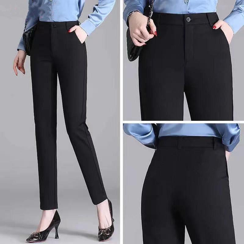 春夏新款2023休闲西装裤修身显腿长女士裤子百搭直筒小脚裤女弹力详情5