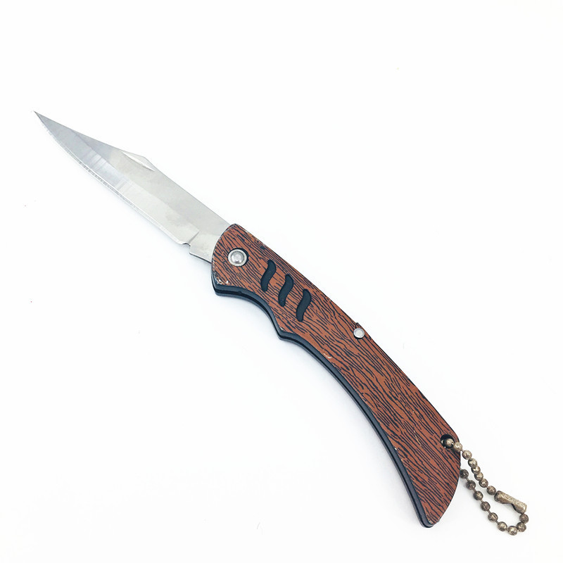 Wholesale wood-grain imitation folding knives, fruit knives, small steel knives, outdoor fruit knives, two-yuan store supply pic 2