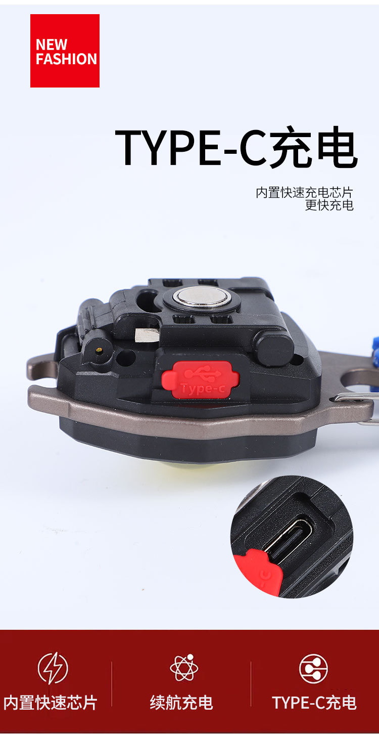Keychain flashlight, high-intensity charging portable light, portable mini ultra-bright work light, led light, arc lighter pic 11