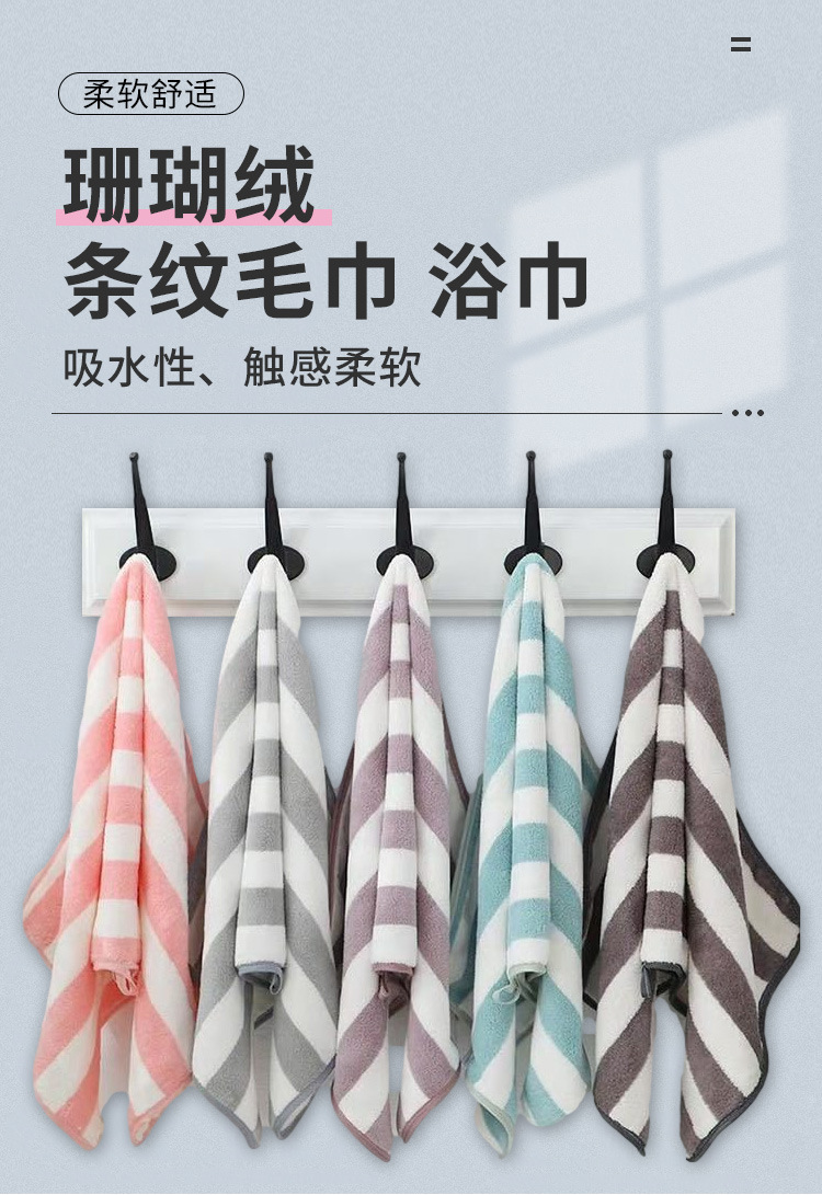 A best-selling household coral fleece absorbent large towel wrap for both men and women, soft and shedding bath towel pic 1