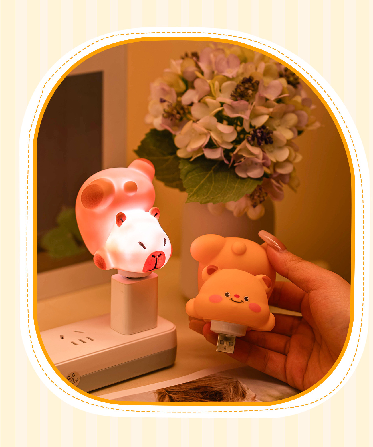 智能USB语音小夜灯黄油小熊创意可爱夜灯熊猫便携迷你声控台灯详情10
