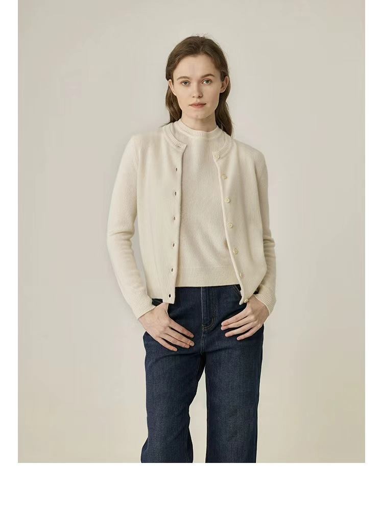 Qili Colorful Gemstone 12-color seamless one-piece Merino wool button cardigan, a versatile knitted long-sleeved top for commuting pic 49