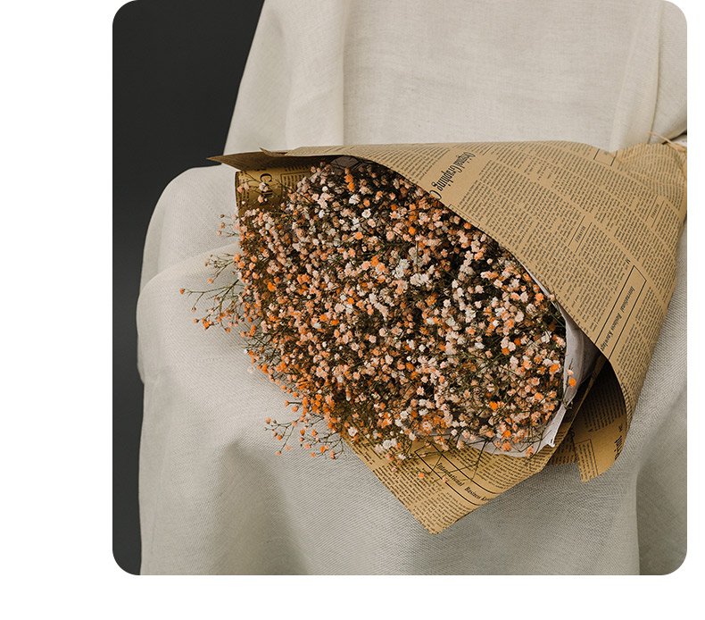 鲜花包装纸材料批发花束礼品包装纸复古包花牛皮纸向日葵英文报纸详情22