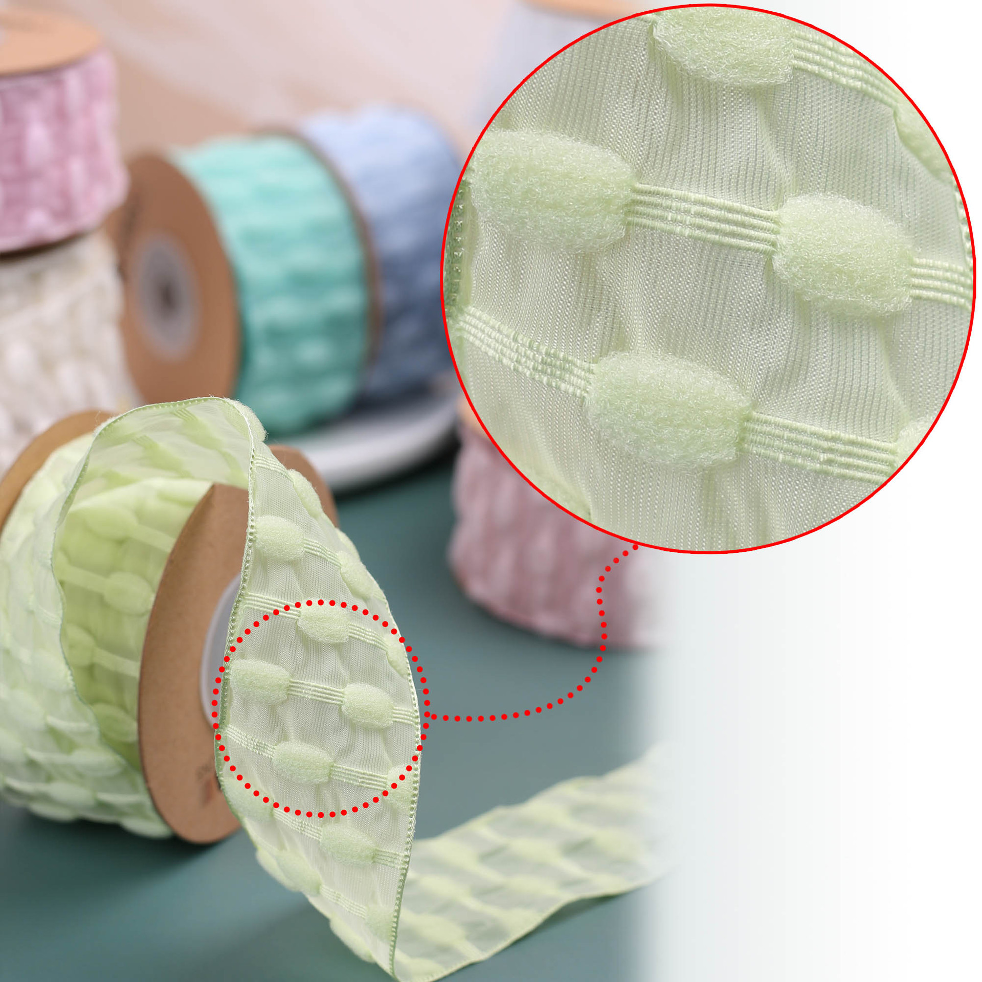 Korean-style plush bean chiffon ribbon DIY bow tie hair accessory bow tie hat gift flower packaging bean dot woven ribbon pic 4