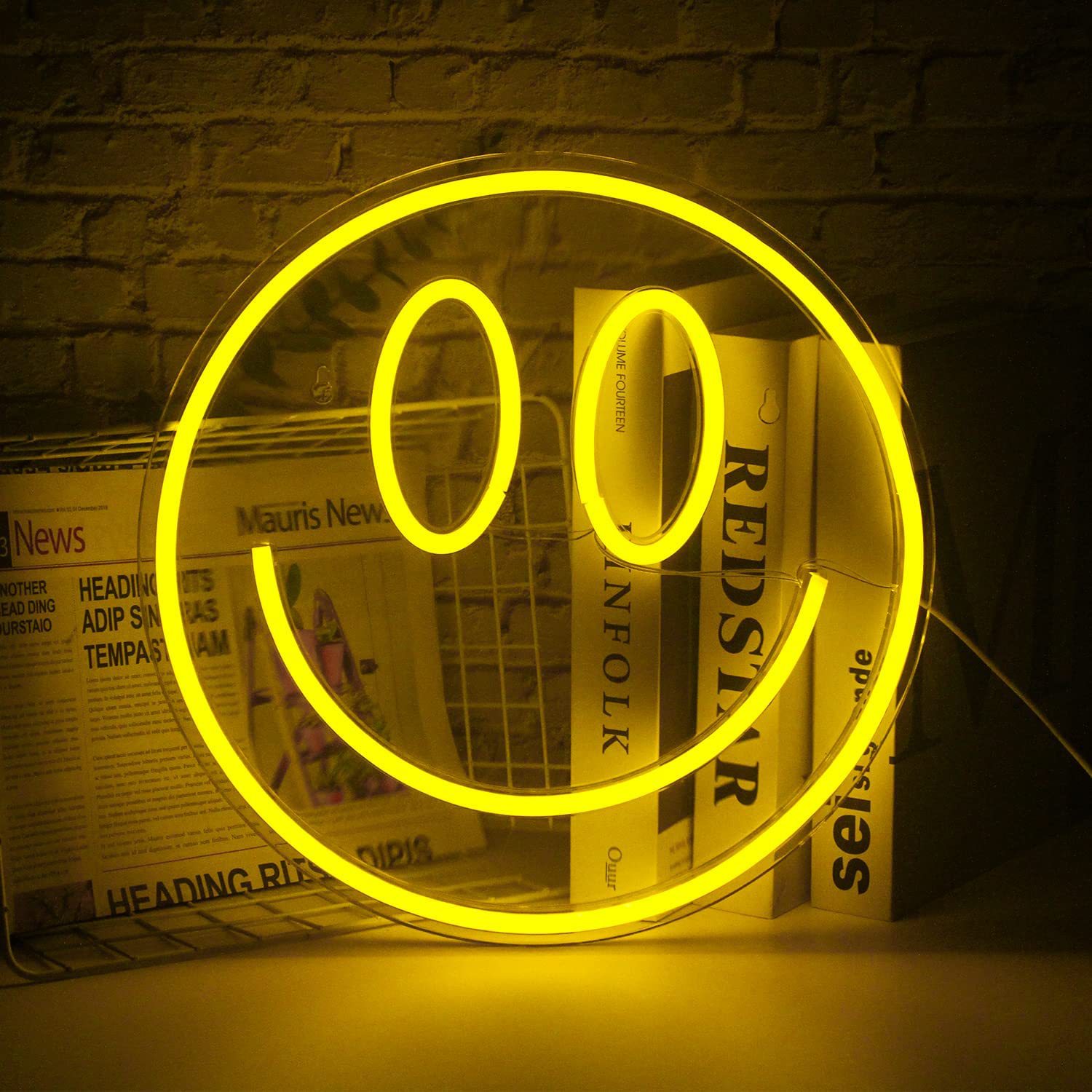 LED neon acrílico backboard smile face amazon especial USB powered luz decorativa interior pic 1