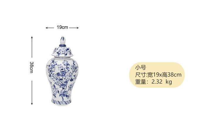 New Chinese-style blue and white landscape hand-painted general jars, Jingdezhen ceramic vases, storage jars, decorative ornaments and handicrafts pic 5