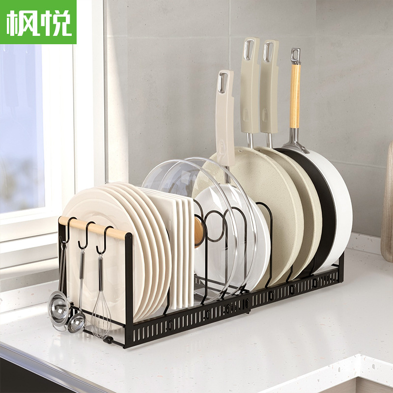 Fengyue Ironwork cookware storage rack, multi-layer adjustable kitchen storage rack, multi-functional desktop, telescopic pot lid rack pic 6