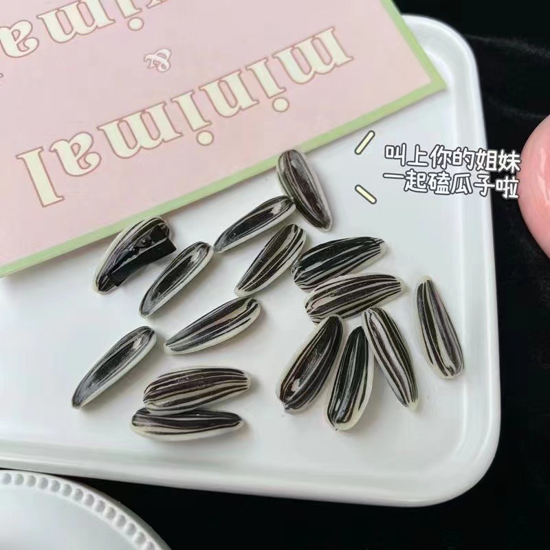 Creative and realistic sunflower seed hair clips, cute and quirky hair clips for girls, funny hair accessories, mini bangs clips pic 3