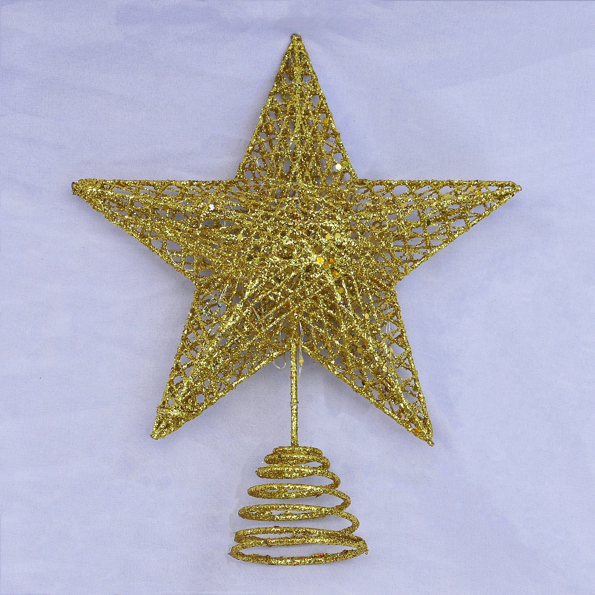 2025圣诞树顶星 铁艺发光带灯立体五角星 树顶星金粉圣诞树顶装饰详情6