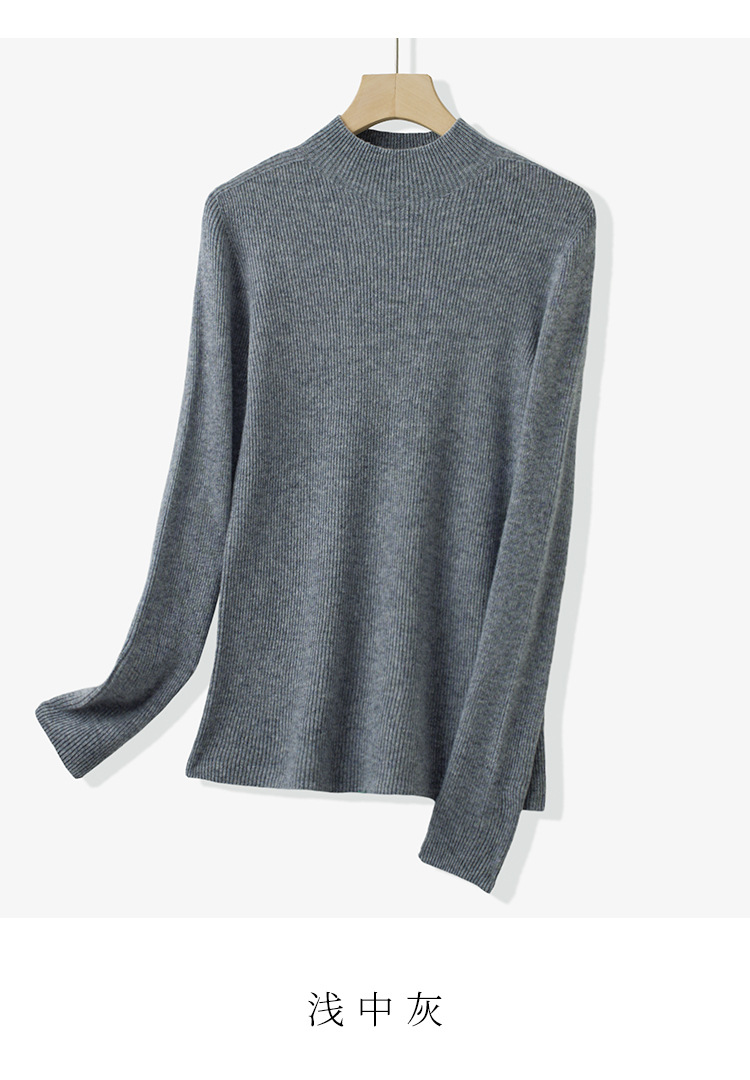 Zero-touch seamless one-piece wool sweater for women, semi-high neck autumn knitted sweater, slimming inner layer, sweater base layer for women pic 22