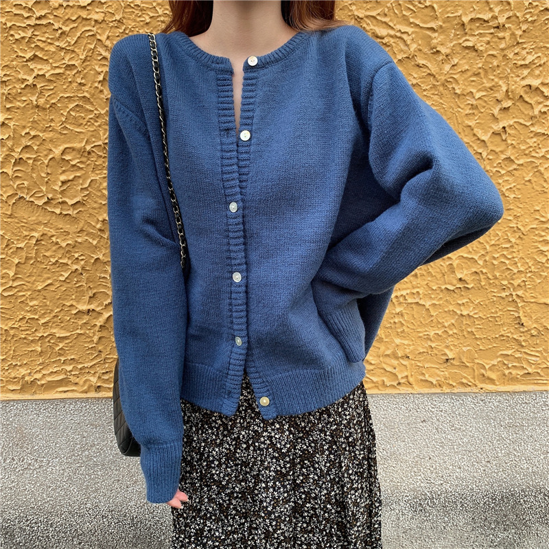 秋冬2021新款韩版宽松百搭毛衣外套女外搭短款针织开衫内搭上衣潮详情4