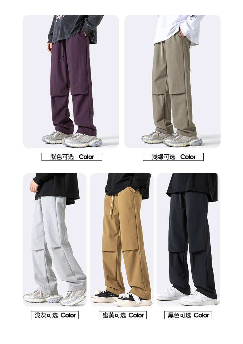 美式降落伞兵裤子男士秋季新款ins潮牌直筒长裤多巴胺宽松休闲裤详情7