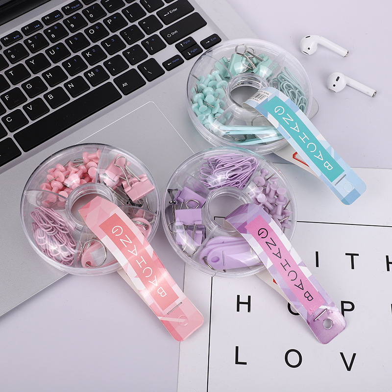 Macaron-colored paper clip keychain creative combination, colorful magnetic buckle rubber band long tail clip multi-functional set pic 5