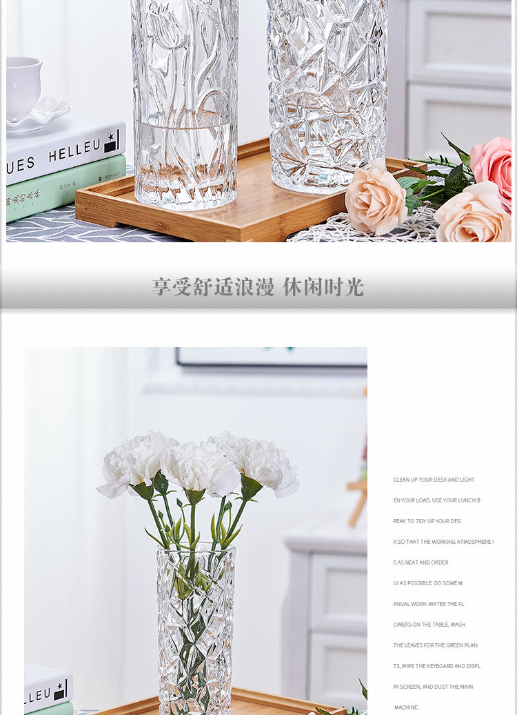 Yuxing Glass Large Glass Vase, transparent hydroponic decorative vessel, home living room lily and rose flower arrangement, hydroponic plant container pic 10