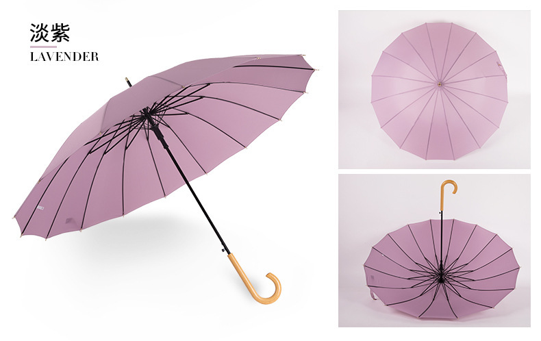 16-bone fiber bone-up fabric, plain and fresh wooden handle, photo landscape advertising umbrella in stock pic 7
