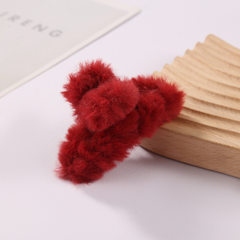 ins popular shark clip autumn and winter plush semi-tied hair clip, sweet and fluffy mini shark clip hair accessory wholesale pic 10