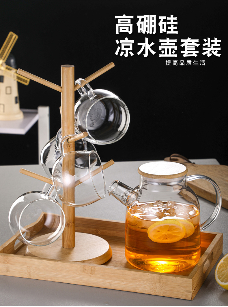 Large-capacity thickened glass cold water kettle, heat-resistant glass cold water kettle, juice kettle, cold boiled water kettle pic 9