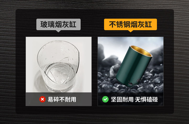 复古轻奢防飞灰烟灰缸安全无火高颜值不锈钢耐摔漏斗不炮灰烟灰桶详情8