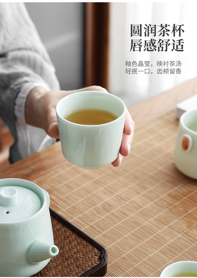 Ge Yao tea set, home ceramic teapot, Chinese tea cup, portable travel tea set, high-end business gift pic 17