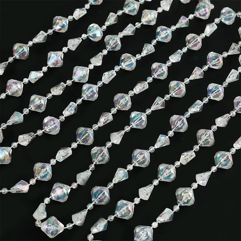 Wholesale of seven-color transparent connected beaded door curtains, diamond transparent AB colored beaded chains, wedding guiding beaded strings pic 124