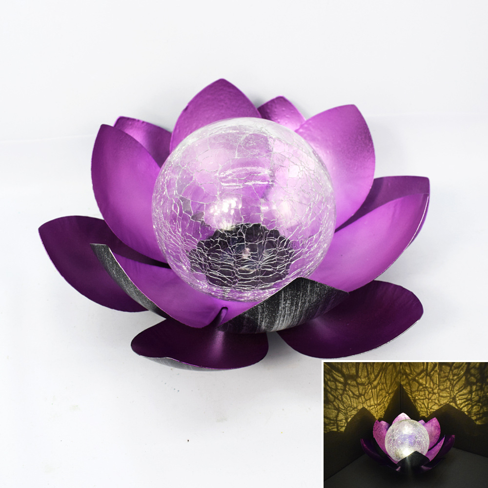 Solar-powered lotus lamps, courtyard crack decorative lamps, balcony outdoor garden ornaments, lotus landscape lamps pic 2