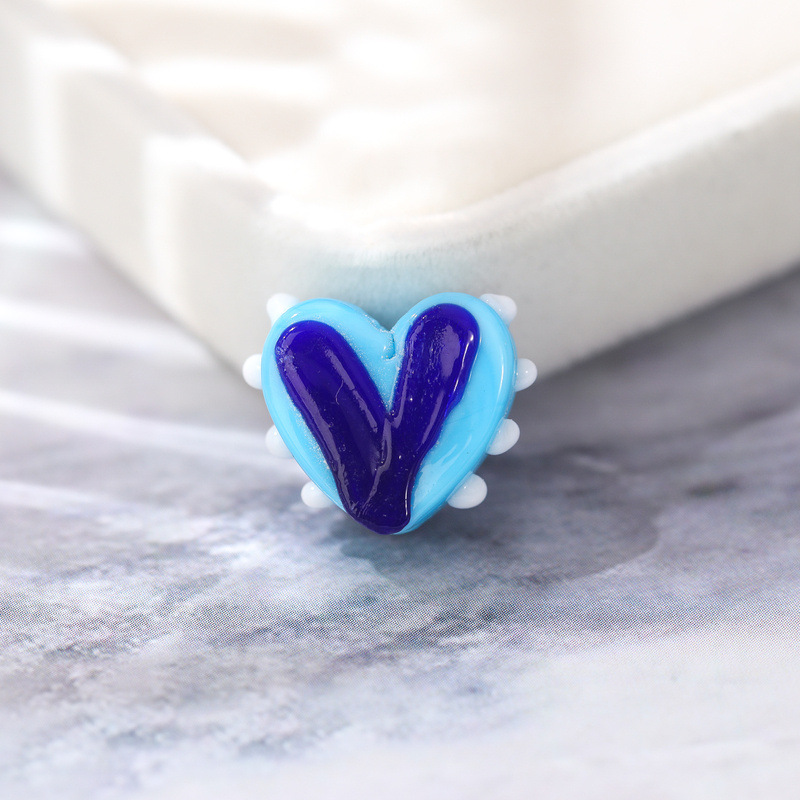 晗钰缘 爱心手绘兔耳朵点点琉璃珠子diy耳饰手链项链饰品材料批发详情8