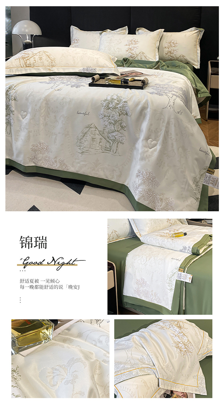 新款高档水洗天丝夏被四件套冰丝夏凉空调被单双人学生薄被子批发详情34