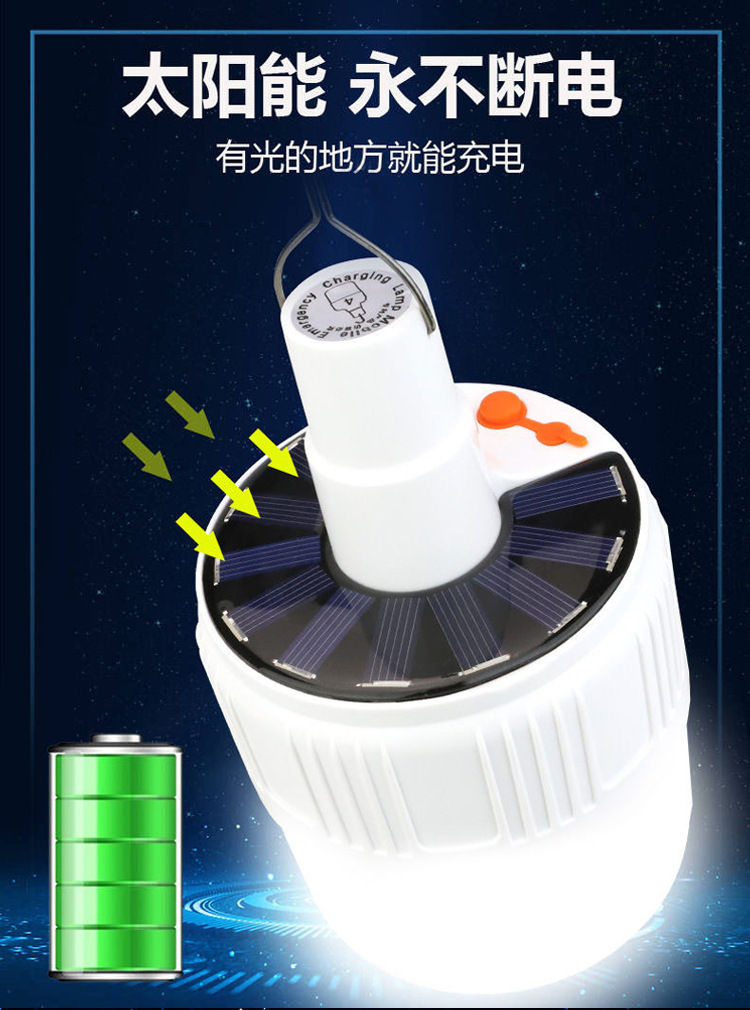 太阳能LED充电灯泡节能球泡灯 移动夜市灯地摊灯 家用停电应急灯 pic 6