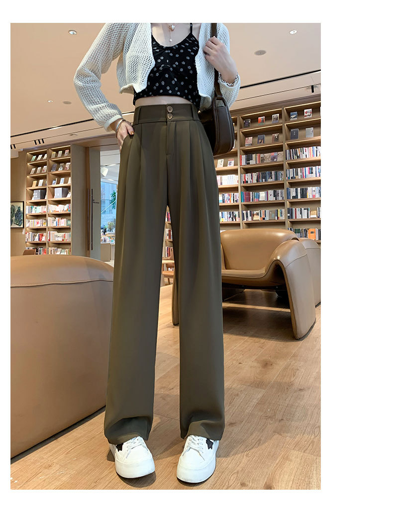 阔腿裤女春秋高腰显瘦垂感梨形身材裤子直筒拖地裤双扣休闲西装裤详情18