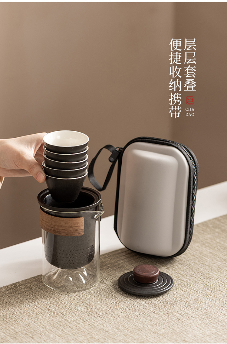 高档旅行茶具套装便携防烫手抓玻璃茶壶快客杯功夫伴手礼商务礼品详情7