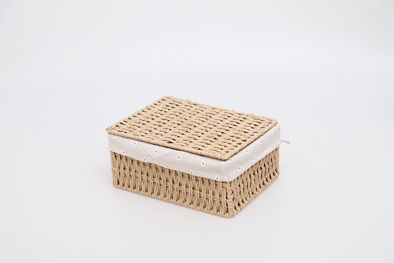 Imitation rattan woven fabric storage basket, dirty clothes, socks, tissue storage box, rectangular dried fruit and snack storage basket set pic 20