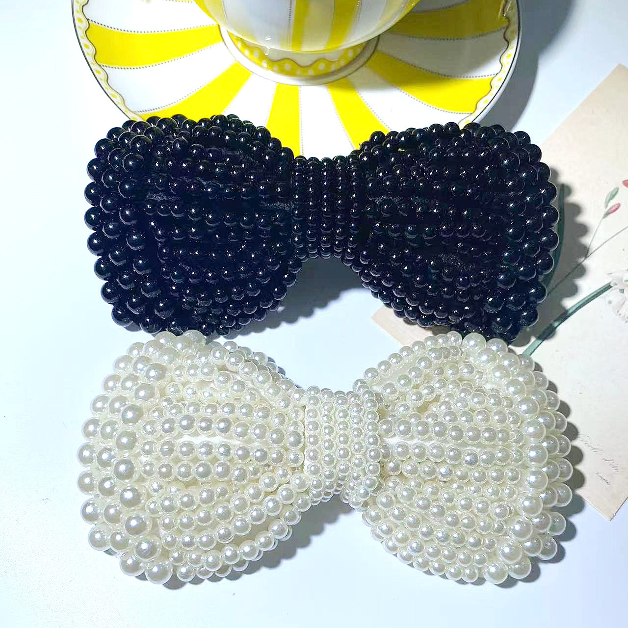 韩版珍珠蝴蝶结手工串珠配件发夹边夹发箍配件包包鞋帽服配件批发详情4