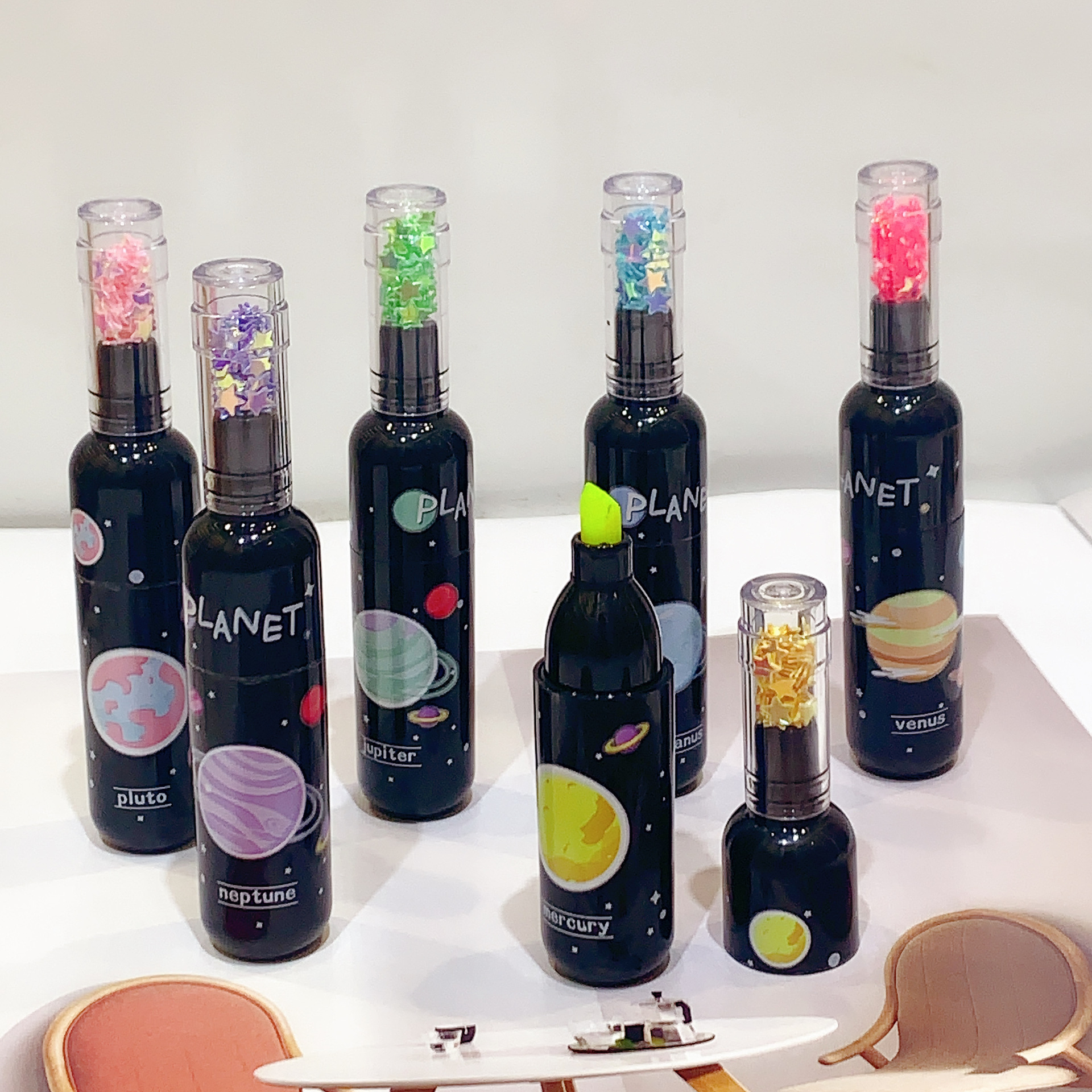 天福韩国星球红酒瓶荧光笔可爱创意造型涂鸦重点标记笔学生亮片批发Q-1240详情4