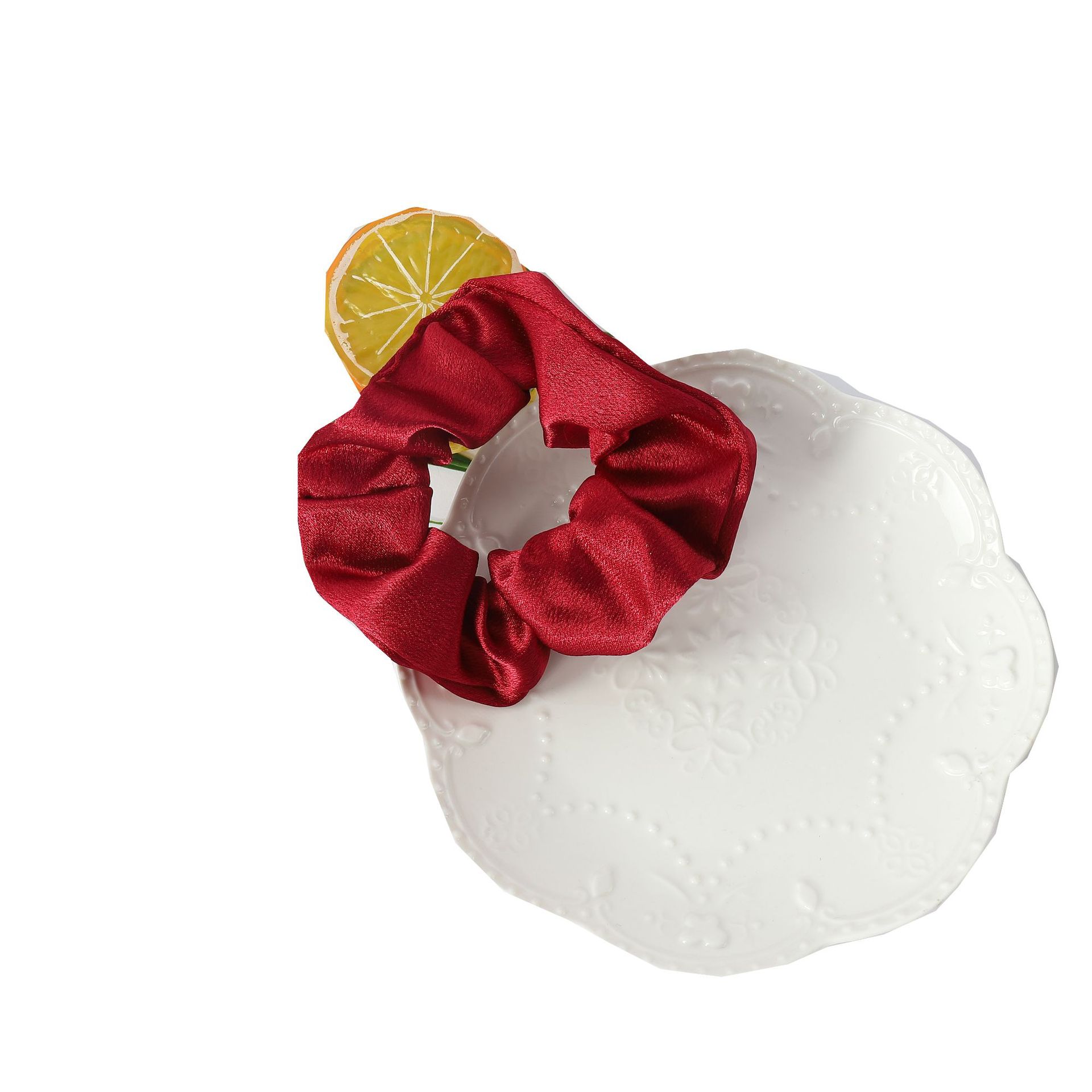 Cross-border solid-color crystal satin hair tie, elegant headwear, simple hair tie, hair accessory, small hair band, large fat intestine hair band pic 28