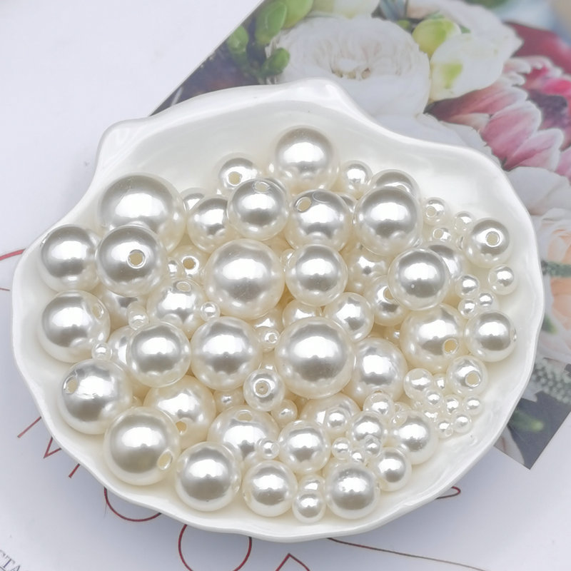 In-stock diy straight-hole water-polished loose beads ABS high-gloss 3-16mm imitation pearl jewelry accessories string beads connection beads pic 138