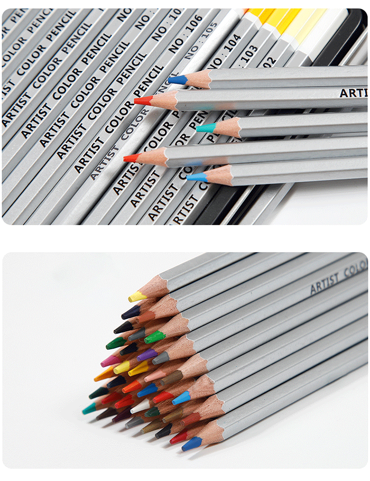 Wholesale of 72-color colored pencils in iron boxes, 36-color and 48-color art oil-based pencils, with built-in numbered coloring supplies pic 12