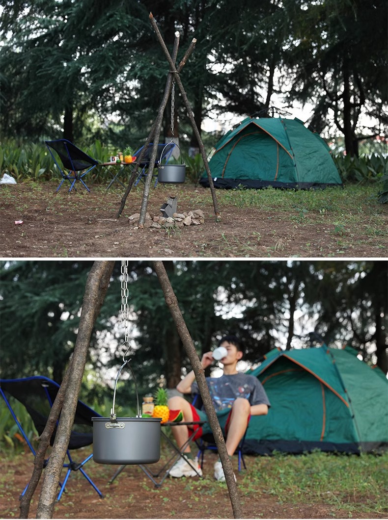Outdoor camping bonfire tripod, triangular piece hanging pot, picnic fire stand, aluminum alloy tripod, camping supplies pic 20