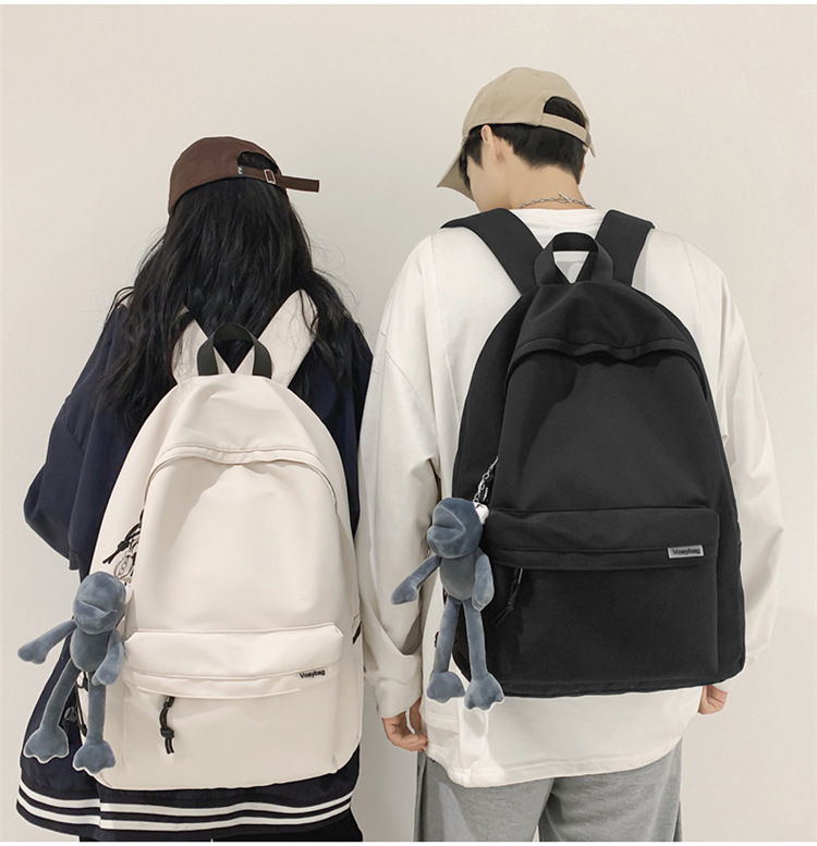 A large-capacity, ins, trendy and cool, canvas, simple grey backpack for boys in junior high school, senior high school and college pic 16