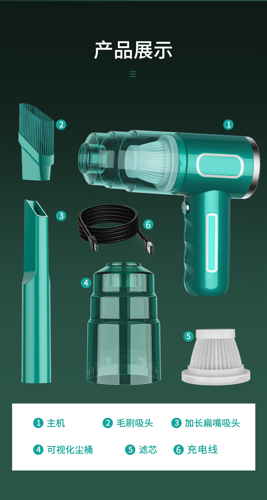 厂家直供车载吸尘器无线便携大吸力家用手持除尘器小型迷你吹尘器详情14