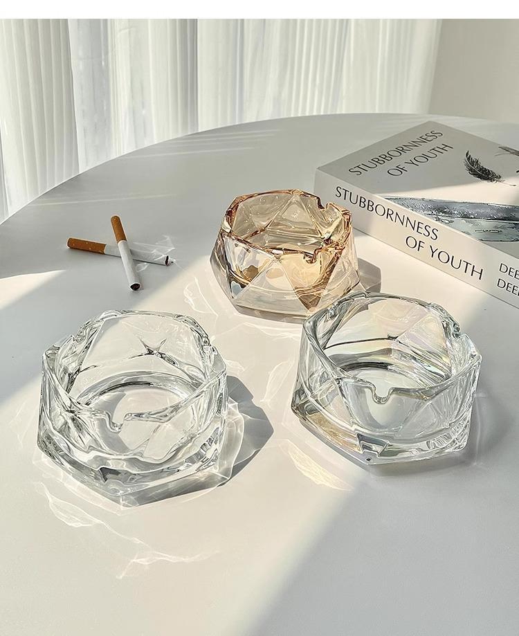 简约轻奢ins风菱角烟灰缸高级感小众设计家用办公水晶玻璃烟灰缸详情10