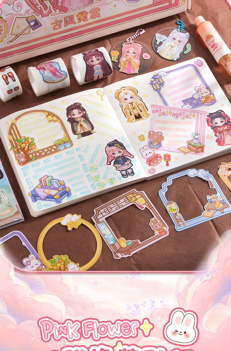 Dress-up planner gift box set material scene Princess complete set Cute girl Intelligence handmade tape makeup sticker pic 12