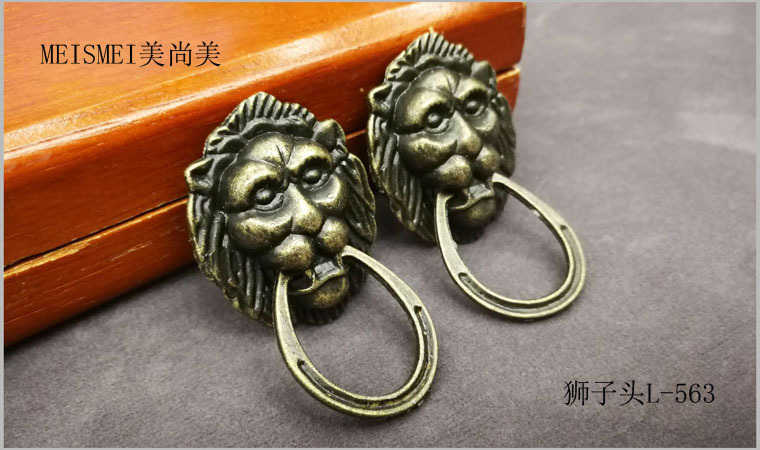 29*48mm alloy door handle, antique bronze lion head handle, cabinet door handle, home decoration hardware handle pic 5