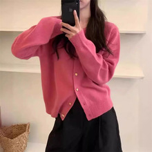 韩系设计感拉链连帽针织开衫女春秋新款宽松休闲短款慵懒毛衣外套详情3