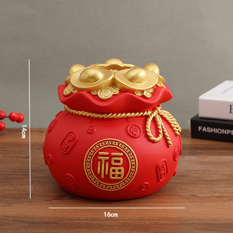 元宝钱袋客厅插花摆件新年喜庆存钱罐招财摆设麦穗红果干花花瓶详情11