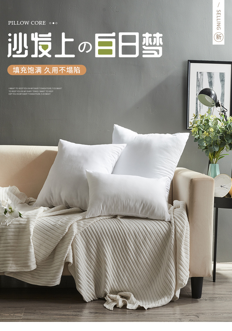 沙发靠枕靠垫抱枕PP棉内芯正方形无纺布磨毛布沙发枕芯厂家供应详情12