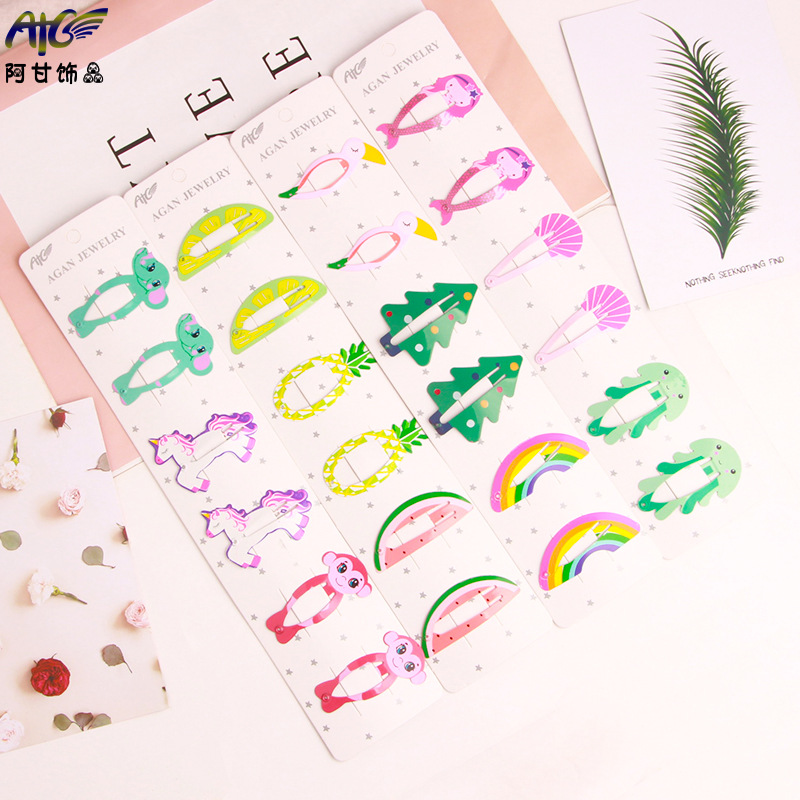 韩式网红一字夹袋装发夹女可爱头饰简约黑色发卡波浪夹子儿童发饰详情32