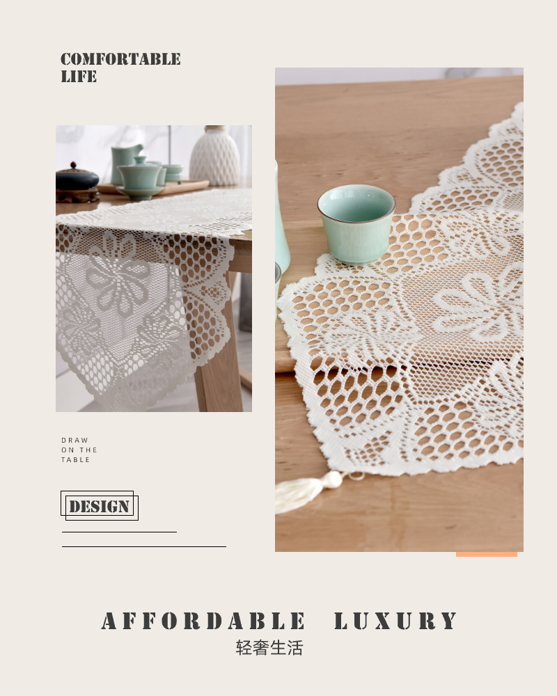 Factory supply: European-style modern, fashionable, elegant and creative warp knitted lace tablecloths, placemats, coffee table MATS, rectangular hotel and household tablecloths, table coverings pic 2