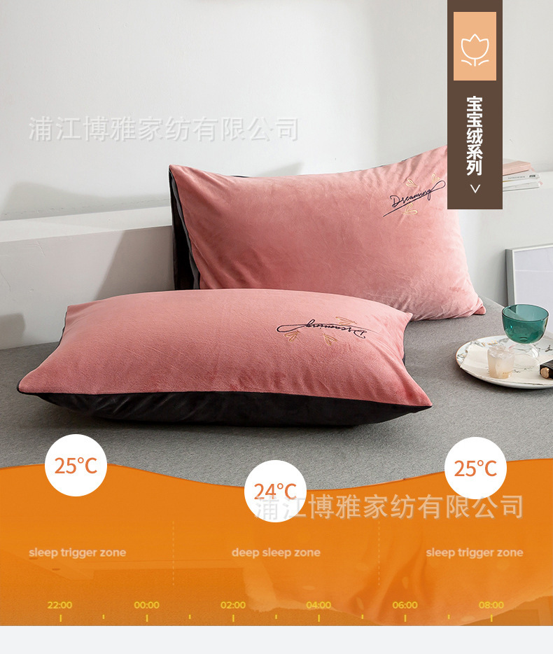 Newly upgraded AB panel dual design, high grammage baby fleece warm embroidered pillowcase, solid color pillowcase wholesale pic 2